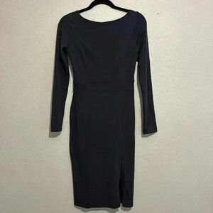 Susana Monaco Open Side Slit Fitted Long Sleeve Midi Dress